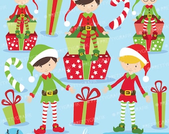 Christmas Elves boys clipart commercial use, vector graphics, digital clip art, digital images  - CL599