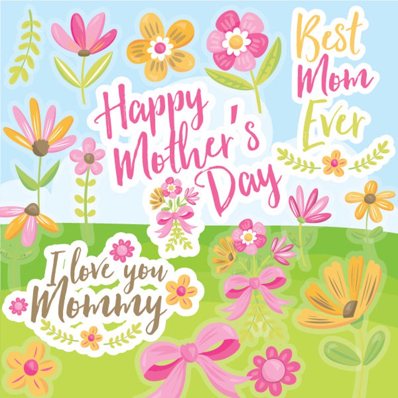 Mother's day clipart commercial use, spring vector graphics, flowers digital clip art, mother digital images CL968 image 1