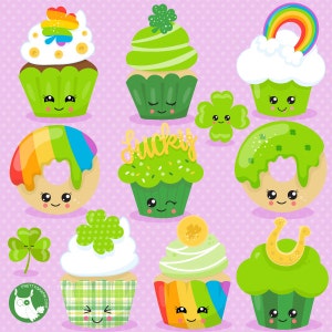 St-Paddy's cupcakes clipart commercial use, vector graphics, digital clip art, digital images CL1064 image 1