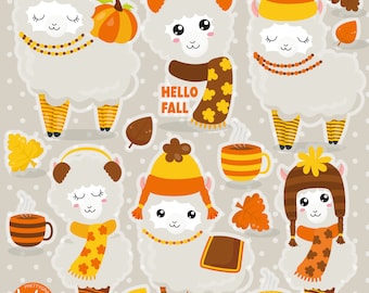 Fall Llama, clipart, clipart commercial use,  vector graphics,  clip art, digital images - CL1598