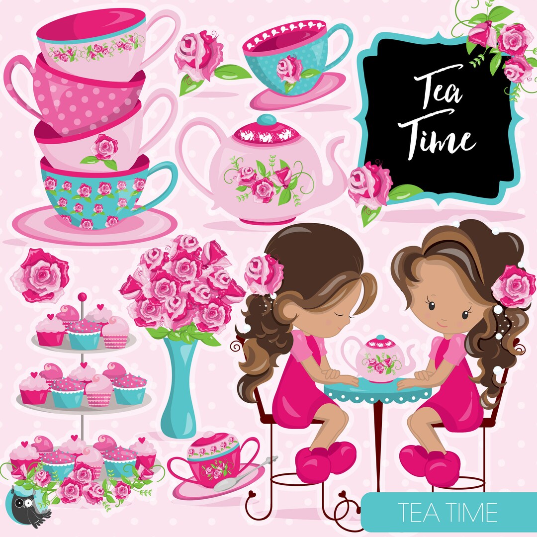 Tea Time Clipart Commercial Use, Tea Party Vector Graphics, Tea