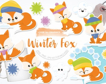 Winter Fox, clipart, clipart commercial use,  vector graphics,  clip art, digital images - CL1672