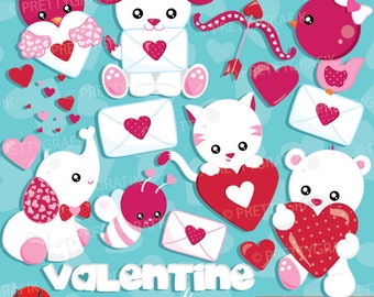 Valentine Animals clipart commercial use, Valentine clipart, vector graphics, digital clip art, digital images  - CL939