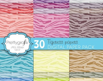 tiger animal print digital paper, commercial use, scrapbook patterns, background  - PS598