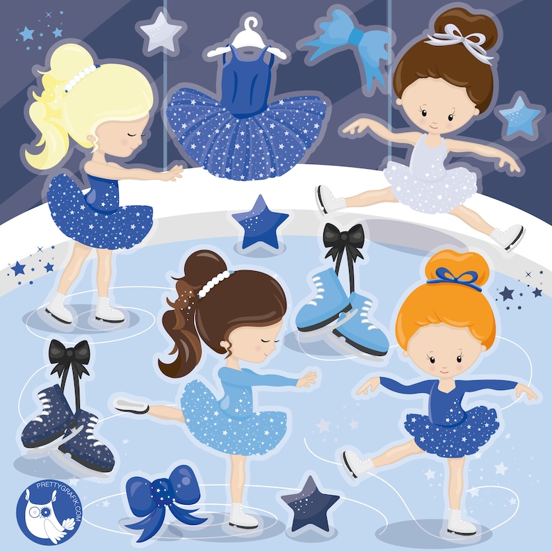 Figure Skating Clipart Clipart Commercial Use Vector Etsy