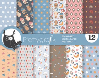 Boho Baby,  patterns, commercial use, scrapbook papers, background - PS1238