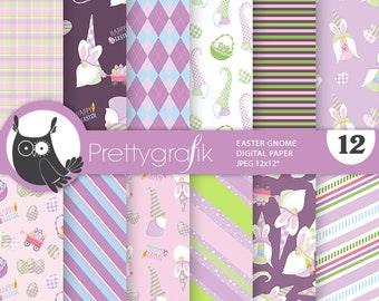 Easter Gnomes patterns, commercial use, scrapbook papers, background - PS1082