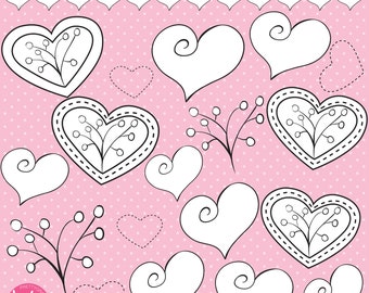 Valentine hearts digital stamp commercial use, vector graphics, digital stamp,  - DS318