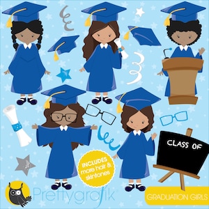 Graduation girls clipart commercial use, vector graphics, digital clip art, digital images CL787 image 1