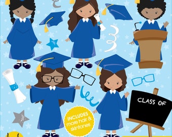 Graduation girls clipart commercial use, vector graphics, digital clip art, digital images - CL787