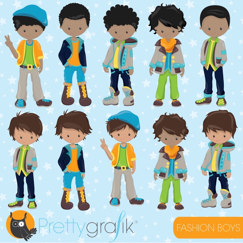 Fashion boys clipart commercial use, kid clipart vector graphics, boy digital clip art, digital images CL784 image 2