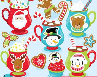 Christmas cocoa clipart commercial use, vector graphics, digital clip art, digital images, christmas cookies  - CL754