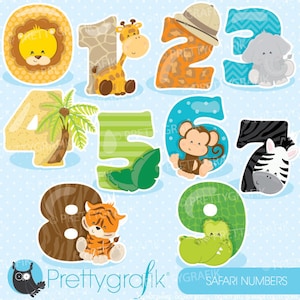 Safari numbers clipart, clipart commercial use, vector graphics, digital clip art, digital images - CL905