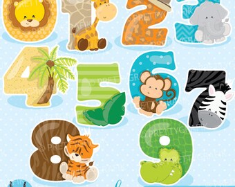 Safari numbers clipart, clipart commercial use, vector graphics, digital clip art, digital images - CL905