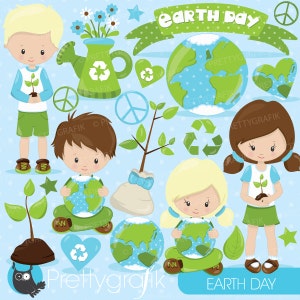 Earth day clipart commercial use, earth day kids vector graphics, digital clip art, digital images CL826 image 1