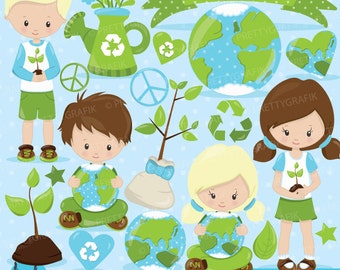 Earth day clipart commercial use, earth day kids vector graphics, digital clip art, digital images  - CL826