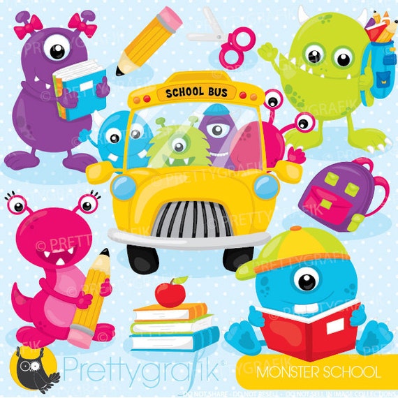 Monster School Clipart Clipart Commercial Use Vector - Etsy