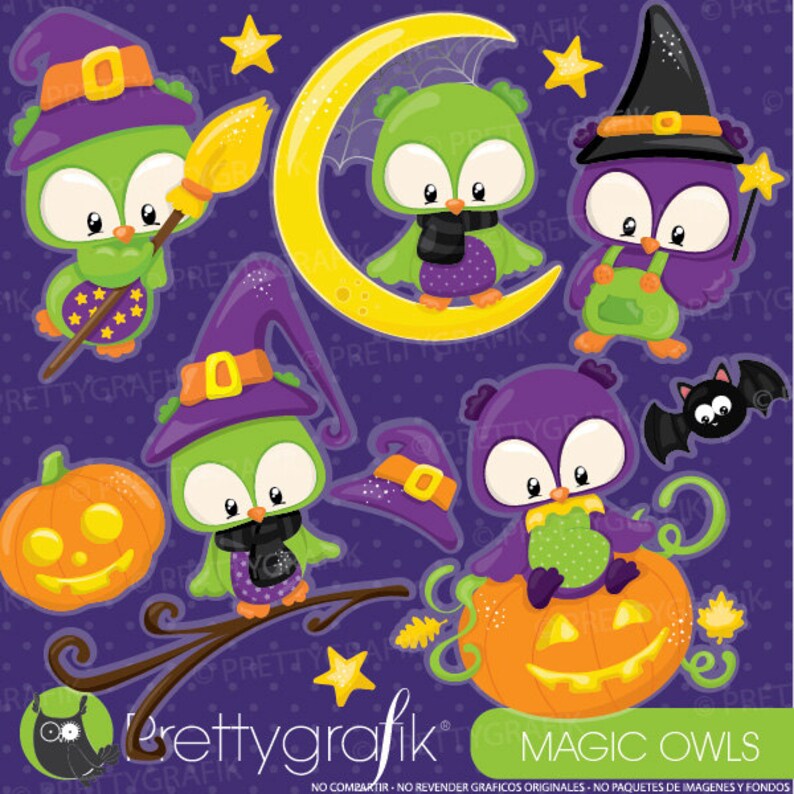 Halloween owls clipart commercial use, owls vector graphics, digital clip art, halloween digital images CL912 image 1