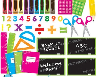 School supplies clipart commercial use, vector graphics, digital clip art, digital images  - CL549