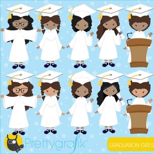 Graduation girls clipart commercial use, vector graphics, digital clip art, digital images CL842 image 2