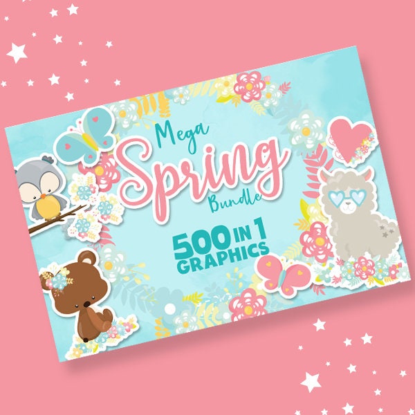 Spring mega BUNDLE graphic set,  commercial use, floral clipart, flower vector graphics, digital images - prettygrafik