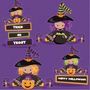 Halloween clipart commercial use, witch clipart vector graphics, witches digital clip art, wand digital images CL1015 image 2