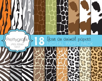 animal print digital paper, commercial use, scrapbook patterns, background  - PS593