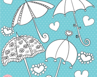 Umbrella digital stamp commercial use, vector graphics, digital stamp,  - DS327