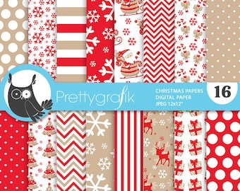 Christmas digital paper, classic christmas papers commercial use, scrapbook papers, craft, holiday - PS773