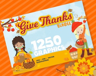 Thanksgiving BUNDLE graphic set,  Thanksgiving clipart commercial use, fall clipart, vector graphics, digital images