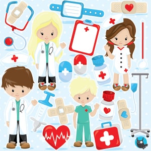 Doctor clipart commercial use, Hospital clipart vector graphics, kids hospital digital clip art, digital images CL965 image 1