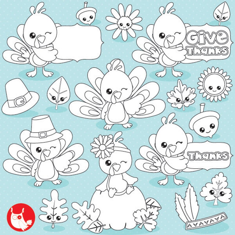 Thanksgiving digital stamp commercial use, vector graphics, give thanks digital stamp, stamps DS1035 image 1