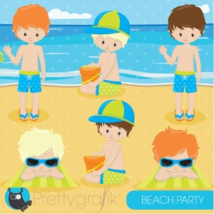 Beach party clipart commercial use, beach kids vector graphics, vacation kids digital clip art, digital images CL850 image 2