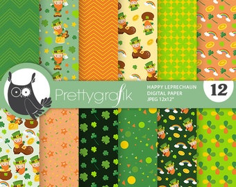 Happy Leprechaun ,  patterns, commercial use, scrapbook papers, background - PS1294
