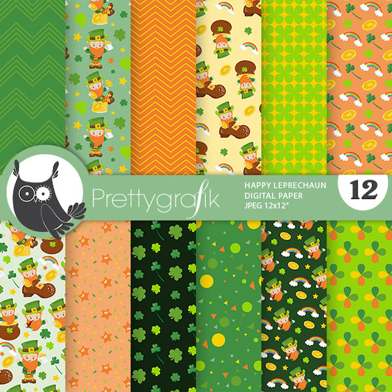 Happy Leprechaun , patterns, commercial use, scrapbook papers