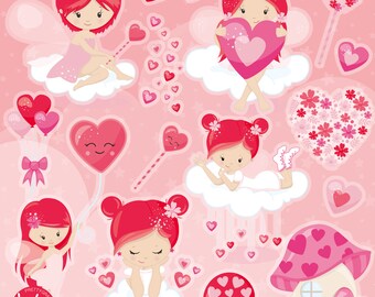 Valentine Fairies, clipart, clipart commercial use,  vector graphics,  clip art, digital images - CL1419