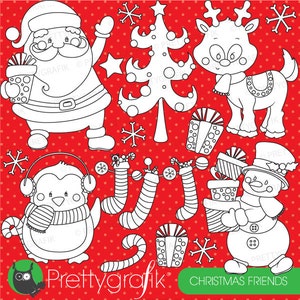 Christmas friends digital stamp commercial use, vector graphics, digital stamp, digital images - DS752