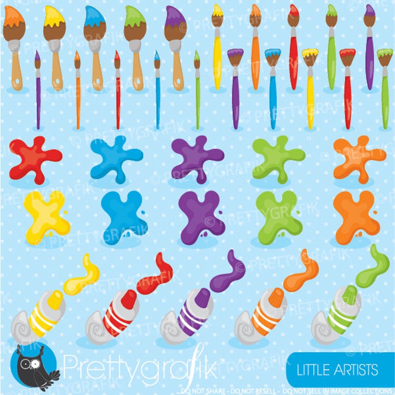 Little artists clipart commercial use, vector graphics, digital clip art, paint CL915 image 3