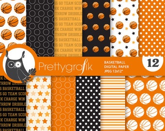 Basketball digital paper, commercial use,  scrapbook patterns,  background, sports - PS870