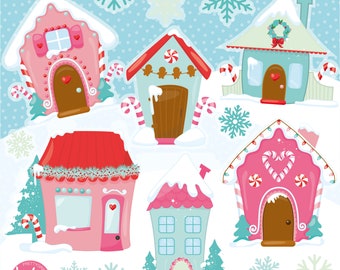 Christmas Village clipart, clipart commercial use,  vector graphics,  clip art, digital images - CL1646