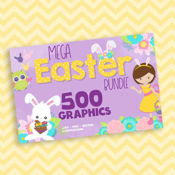 Easter mega BUNDLE graphic set,  commercial use, easter clipart, easter vector graphics, digital images - prettygrafik