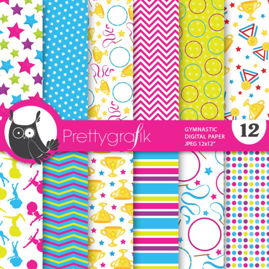 Gymnastic Digital Patterns, Commercial Use, Scrapbook Papers ...