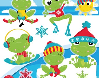 Winter Frog, clipart, clipart commercial use,  vector graphics,  clip art, digital images - CL1504