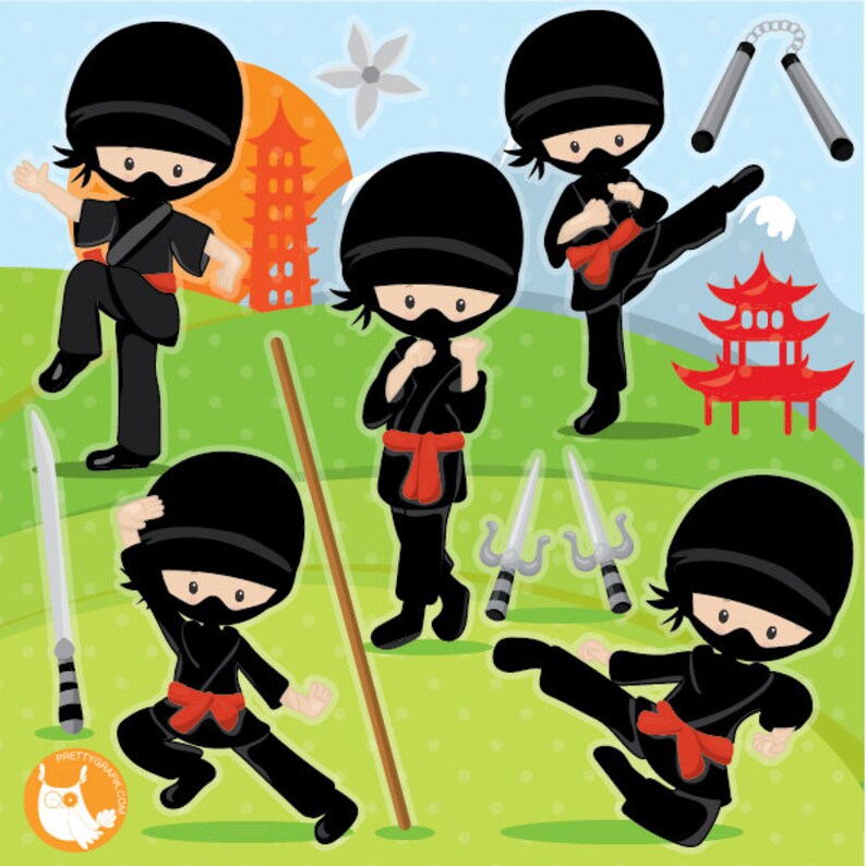 Ninja clipart commercial use, ninja boys vector graphics, karate digital clip art, ninja party digital images CL1020 image 1