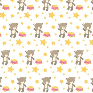 Baby girl bears digital paper, commercial use, scrapbook patterns, background PS673 image 3