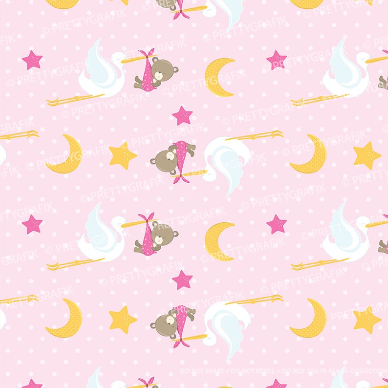 Baby girl bears digital paper, commercial use, scrapbook patterns, background PS673 image 4