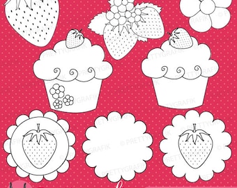 strawberry digital stamp commercial use, vector graphics, digital stamp, digital images - DS505