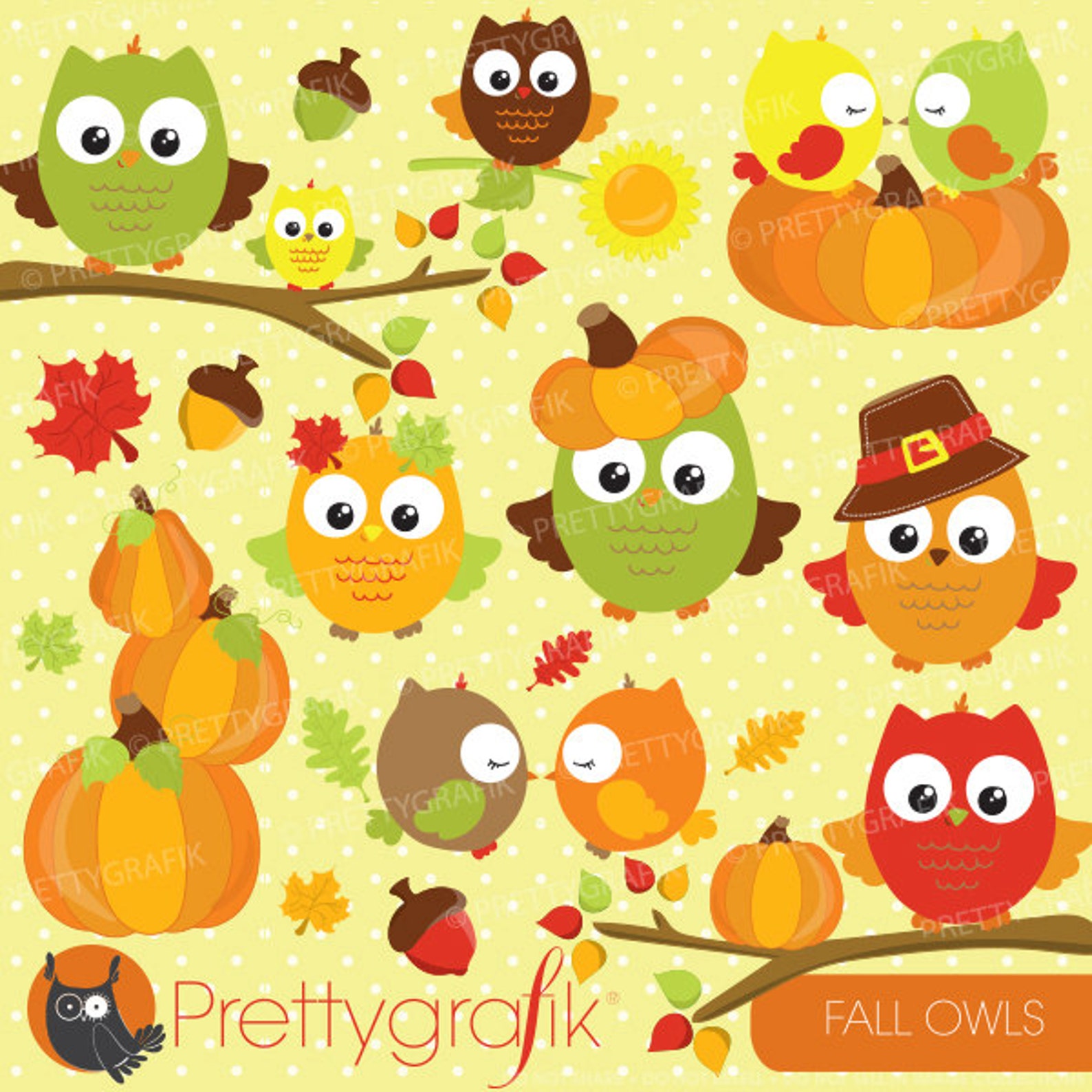 BUY20GET10 Fall owls clipart commercial use fall season image 0.