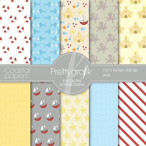 BUY 20 GET 10 OFF - Coastal nautical papers digital paper, commercial use, scrapbook papers, background - PS511 Il_570xn