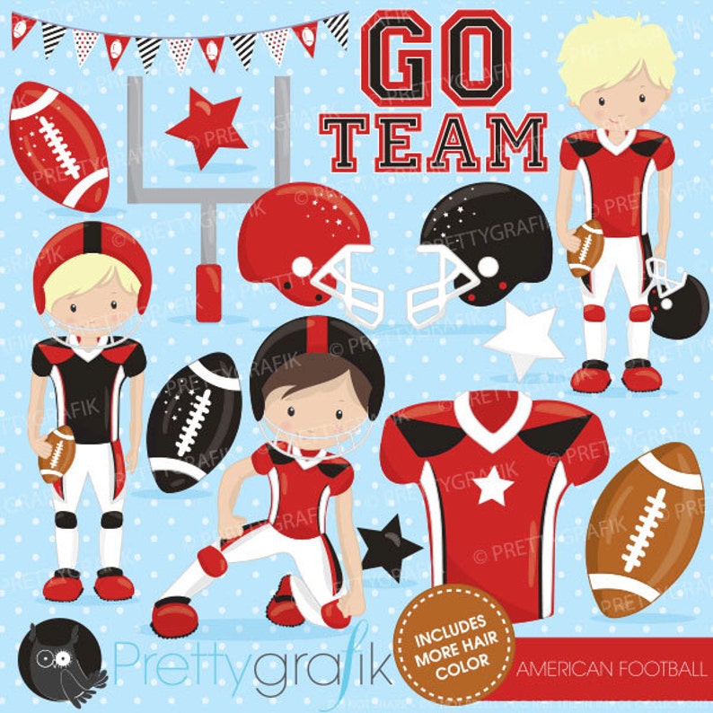 American football clipart commercial use, football vector graphics, super bowl digital clip art, digital images CL725 画像 1